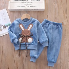 Kinder Pyjama Set Flanell Cartoon Kaninchen Kleidungsstück Unisex Dicke Leichte