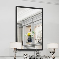 Spiegel Badspiegel Wandspiegel Rechteckig Schwarz Metallrahmen Badezimmerspiegel