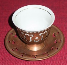 Mokkatasse orientalisch alt Sammlertasse Teetasse Kupfer Porzellaneinsatz selten