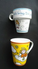 2 Porzellan Kaffeetassen Engel Motiv mit Spruch  Ich bring Dir ganz viel Glück !