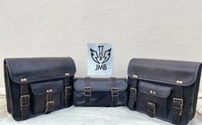 NEU Motorrad Schwarz Leder 3 Satteltasche Packtaschen Gepäck Werkzeugtasche L...