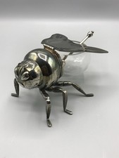 Seltener Honigtopf Biene Glas Versilbert Honig Topf Vintage Alt