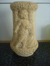 Blumenvase, Vintage, Beige, 3D Optik, Griechischer Style, kleinere Mängel