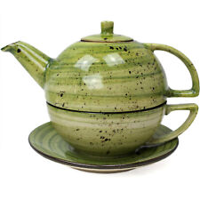 Teekanne - Kanne 0,5l + Tasse 0,3l + Untartasse 16cm im Set-handmade Rustic Grün