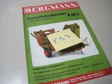 Prospekt Nachdruck Bergmann K 60 E Kartoffelvollernter ca. 60 er Jahre??? Y53