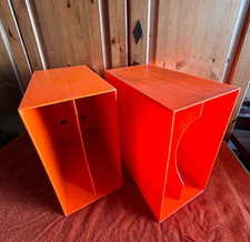 REGAL 2 SCHALLPLATTENSTÄNDER LP AUFBEWAHRUNGS BOX TOLLES DESIGN ORANGE ARCHIV
