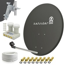 ZEHNDER Digitale SAT Anlage 80cm + Monoblock Quad LNB 50m Kabel Astra Hotbird d