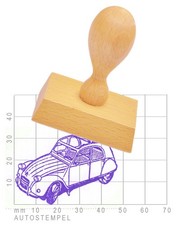 Citroen 2CV Ente Oldtimer Stempel mit Holzgriff rubberstamp