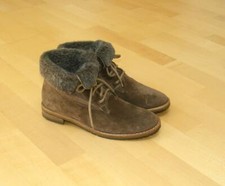 Paul Green Wildleder Stiefeletten m. Schnürung u. Fellumschlag Gr. 36 (UK 3 1/2)