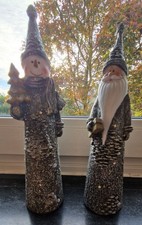 Formano Schneemann und Weihnachtsmann, LED, Grau/Weiß/Gold