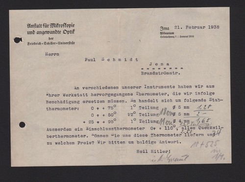 Jena abbeanum brief 1938 - jena-abbeanum,,