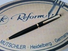Reform Kugelschreiber schwarz-gold Großraummine Mutschler Heidelberg 70er Jahre