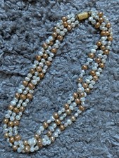 Kette  Süßwasserperlen 3 Reihig