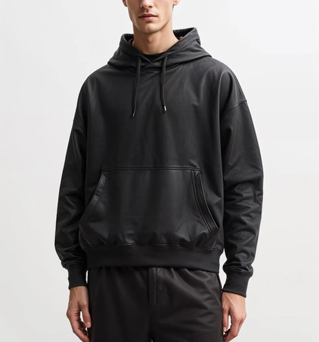 Herren schwarz leder hoodie - herren,