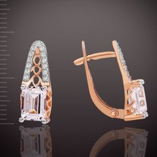 Rose Gold Earrings Baguette