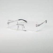 Brille ohne Stärke Randlos Rechteckig Unisex Rahmenlos Damen Herren Brille