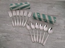 alte WMF  je 6 Kaffeelöffel und Kuchengabel Kreuzband 90er Auflage in orig. Box