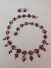 Antik Granat Collier Ohrringe