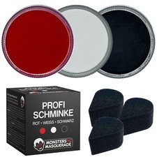 Profi Aqua Schminke | Schwarz + Weiss + Rot - Halloween Theaterschminke Makeup
