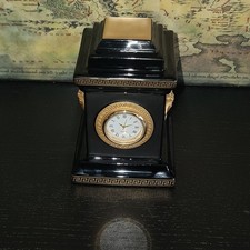 Rosenthal Versace Gorgona Kaminuhr 12 cm Schwarz/Gold - Medusa - Luxus Keramik