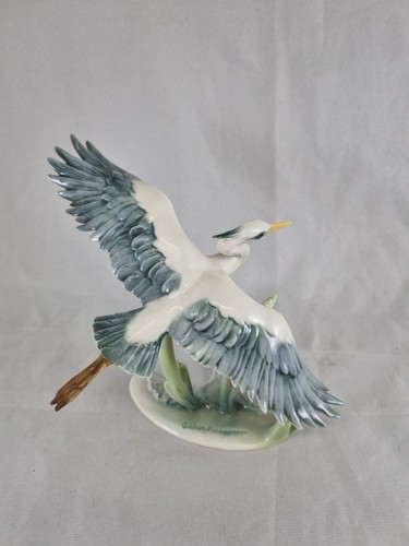 Porzellan figur fischreiher - porzellan,