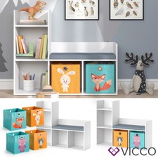 Kinderregal Bücherregal Sitzbank Luigi Weiß Kinder-Faltbox Spielzeugregal Vicco