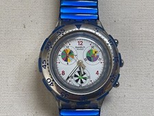 Swatch Bagnino 1994 SBK103  AQUA CHRONO Zugband Stretchband Blau Flexband