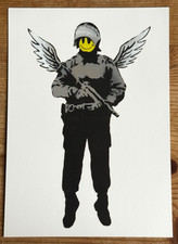 Banksy vs Warhol Original Ausstellungskarte 2007 Angel Flying Copper The Hospital
