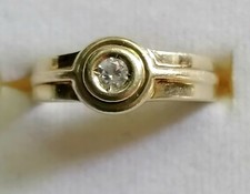 Goldring Gelbgold Ring 585 14K mit echt Diamant ca 0,6ct , Gr.54, 3,66g, Top!?