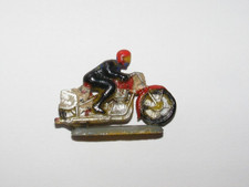 MOTORRADFAHRER ALTE KLEINE PLASTIK MINIATUR FIGUR 50'  VINTAGE HO OO bemalt