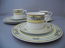 Tirschenreuth 3 Kaffeegedecke Diplomat Bouquet gelb grau Tasse Untertasse Teller