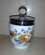 Royal Worcester Großer Egg Coddler / Ei im Glas für 2x Eier Rosen / Blumenmotiv