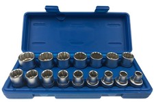 Steckschlüssel Einsätze Stecknuss Vielzahn 12-kant 8-24mm 1/2" CV-Stahl 16-tlg.
