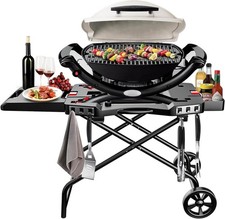 GFTIME Grillwagen für Weber Q1000/Q2000, 43cm, 56cm, tragbar, schwarz