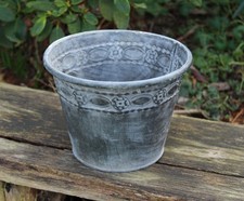 Zink Blumentopf Ornament Pflanzgefäß Übertopf Pflanzschale Shabby Nostalgie