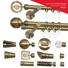 Modern Gardinenstange Vorhangstange 19mm 1-läufig/2-läufig Messing Design 