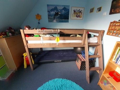 Kinderhochbett halbhoch 90x200 - halbhoch,
