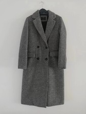 Langer Hahnentritt-Mantel in Schwarz und Weiß Größe Small