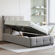 Polsterbett 90x200cm Hydraulisches Stauraumbett Bettgestell mit Lattenrost Grau