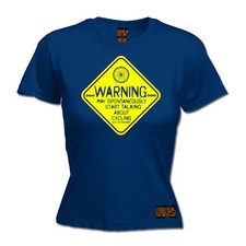 Warning May Talk Radfahren DAMEN T-SHIRT Radfahrer Fahrrad Trikot lustiges Geburtstagsgeschenk