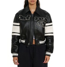 NEU AVIREX Icon Cropped Herren und Damen American Bomber Flight Lederjacke