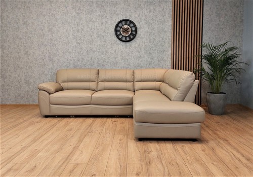 Beiges echtleder ecksofa echt - beiges,