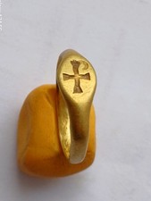 Antik Byzantinische Gold Ring mit Kreuz um 6. – 7. Jahrhunderts