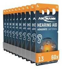 ANSMANN Hörgerätebatterien Typ 13 P13 PR48 ZL2, 60 Stück