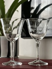 2x Antike Kristall Weingläser mit Schliff Weinglas Art-Deco, ca. 20-30er