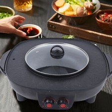 Elektrogrill mit Hot Pot 2 in1 Hot Pot BBQ Grill und Shabu Shabu Topf 2100W 220V