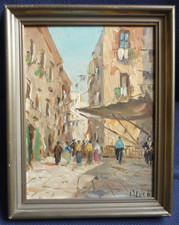 D. LUCA Personen Markt Ölgemälde Ölbild Gemälde Bild Öl Italien signiert alt Öl