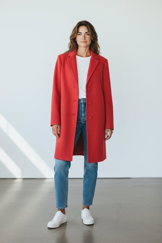 Damen langer mantel - mantel, rot