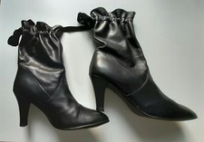 Sexy Stiefeletten, Gr. 37, schwarz, Leder, mit Samstschleife an der Ferse