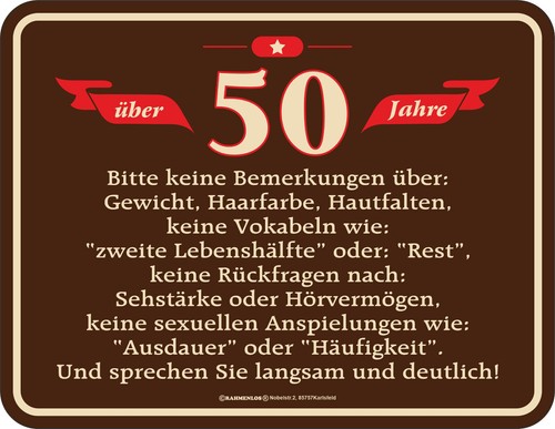 Geburtstag schild über 50 - schild,